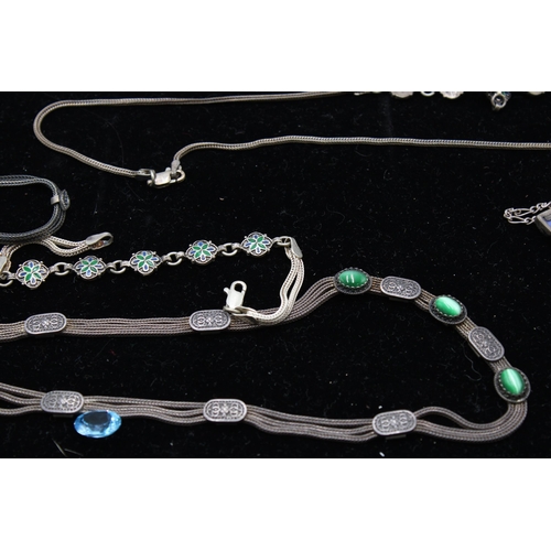 211 - An Assorted Group of Silver & Gold Filled Jewellery item to include Middle Eastern Necklaces, Br... 