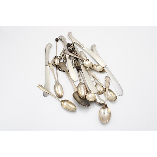 297 - A Quantity of White Metal & Sterling Silver Items to include Filled Knives, Spoons, Chain & ... 