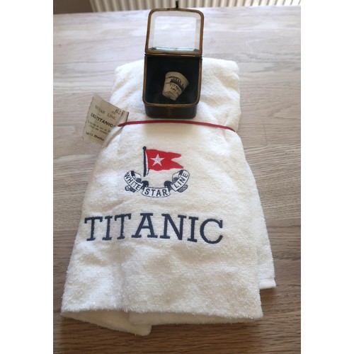 440 - Two Titanic related objects, the first a polystyrene foam cup shrunk by water pressure during a 2001... 