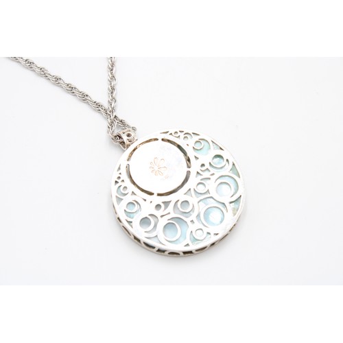 196 - A Sterling Silver Larimar Necklace Chain length 70cmWeight: 65g