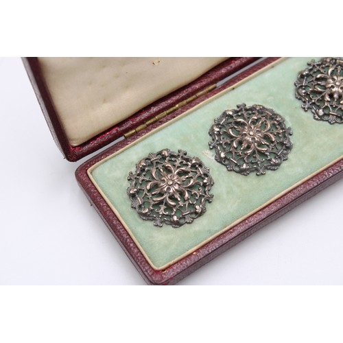 314 - A Set of Six Sterling Silver Edwardian Buttons in an Art Nouveau Style&nbsp;