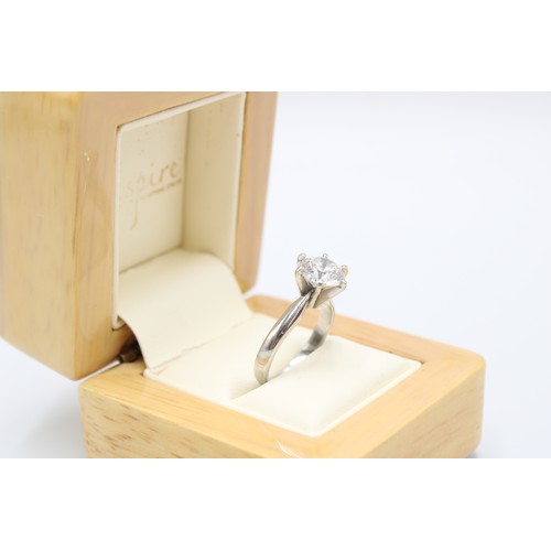  A Platinum 2.01ct Diamond Solitaire, Cert Stating E, SI2. single round brilliant cut diamond in a Ti... 