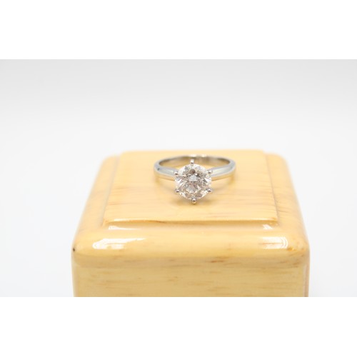  A Platinum 2.01ct Diamond Solitaire, Cert Stating E, SI2. single round brilliant cut diamond in a Ti... 