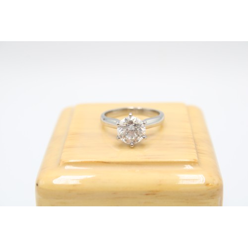  A Platinum 2.01ct Diamond Solitaire, Cert Stating E, SI2. single round brilliant cut diamond in a Ti... 