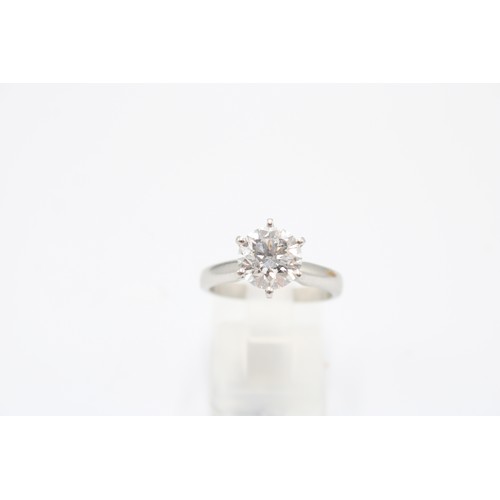  A Platinum 2.01ct Diamond Solitaire, Cert Stating E, SI2. single round brilliant cut diamond in a Ti... 