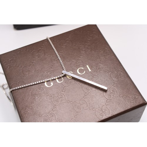  A Sterling Silver Gucci Bar pendant necklace&nbsp;Chain Length: 52cm Pendant Length: 5cm&nbsp;... 