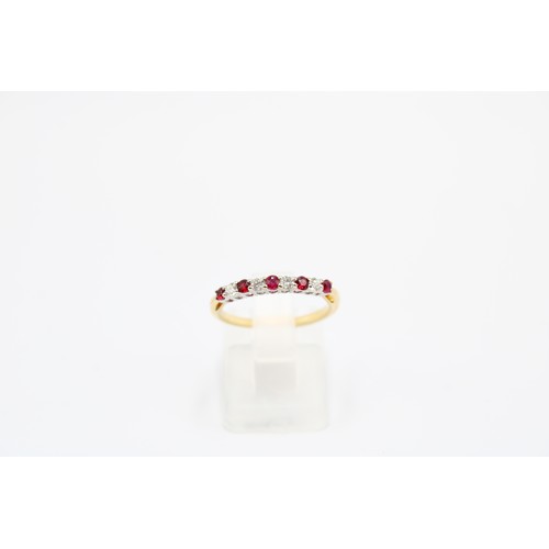  An 18ct Ruby & Diamond Eternity Ring, Featuring Five Rubies (0.12ct) & Four Diamonds (0.14ct... 