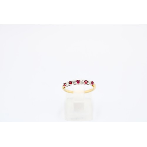  An 18ct Ruby & Diamond Eternity Ring, Featuring Five Rubies (0.12ct) & Four Diamonds (0.14ct... 