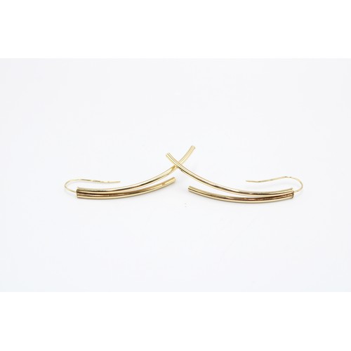  A Pair of 9ct Fancy Drop Tubular Earrings&nbsp;Weight: 1.35g