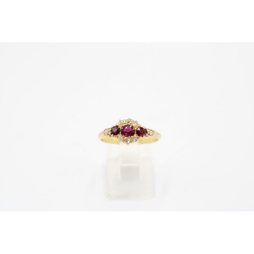  An Early 19th Century Ruby & Diamond Cluster Ring, Featuring Three Central Bright Rubies Surroun... 