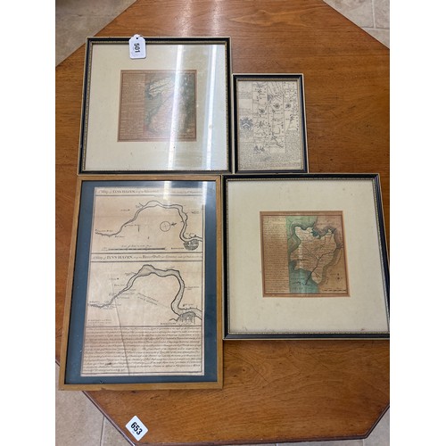 501 - A group of four maps, including two of Cambridgeshire, one of Huntington and one of King's Lynn, fra... 