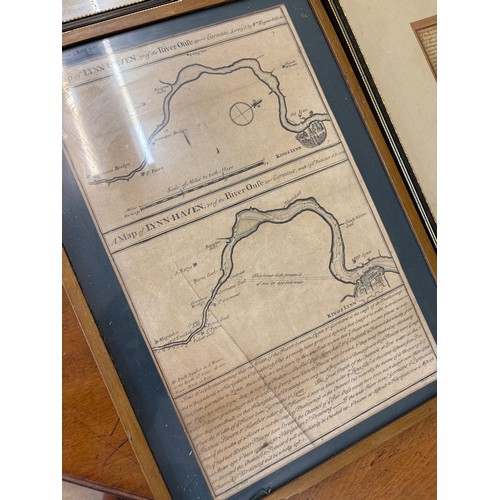 501 - A group of four maps, including two of Cambridgeshire, one of Huntington and one of King's Lynn, fra... 
