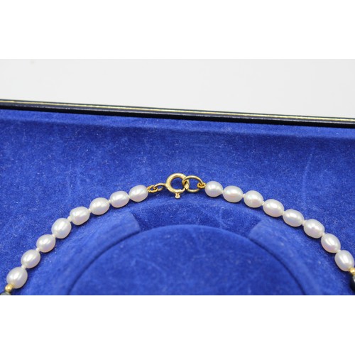 35 - A Cellini Freshwater Pearl Necklace approx. 38cms Long, Interspaced with 18ct Yellow Gold Beads with... 