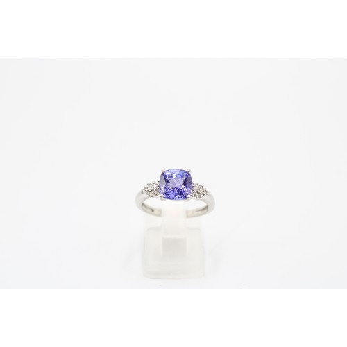 26 - A Platinum (Fully Hallmarked) 2crt Tanzanite and Diamond Ring, Tanzanite is a Good Colour, Head Size... 