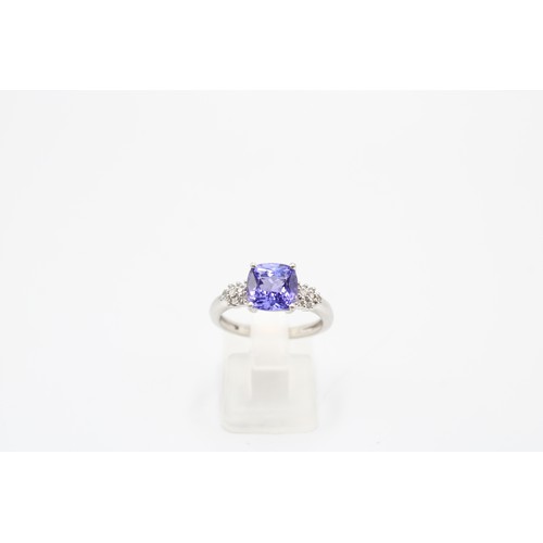 26 - A Platinum (Fully Hallmarked) 2crt Tanzanite and Diamond Ring, Tanzanite is a Good Colour, Head Size... 