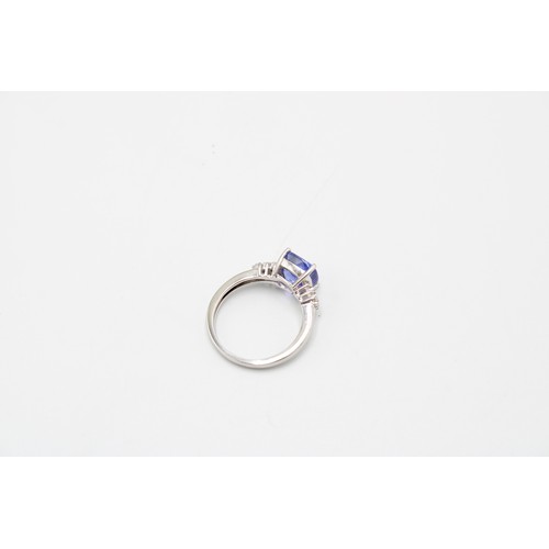 26 - A Platinum (Fully Hallmarked) 2crt Tanzanite and Diamond Ring, Tanzanite is a Good Colour, Head Size... 