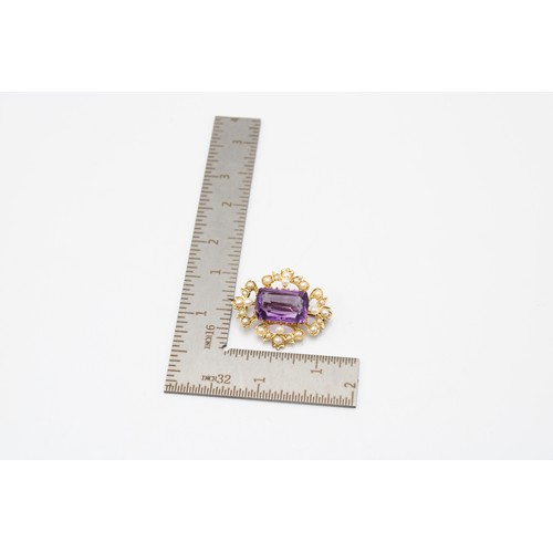 30 - Quality 18ct Yellow Gold (Tested) Victorian Amethyst and Pearl Brooch, Amethyst&nbsp;Is a Very Good ... 