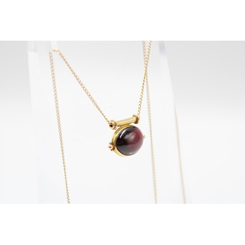 32 - 18ct Yellow Gold Victorian Style Oval Garnet Pendant on an 18ct Yellow&nbsp;Gold Chain with an 18ct ... 