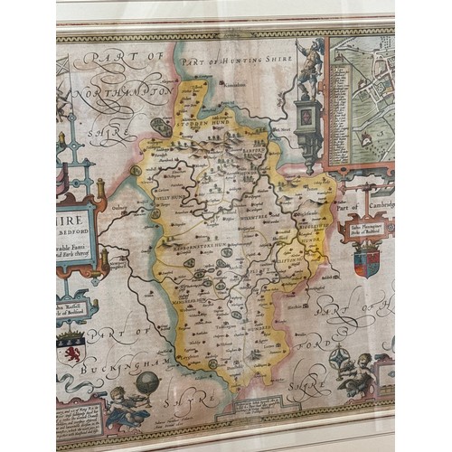 503 - A map of Bedfordshire, a later, possibly 18th century, coloured publication of the John Speed (1552-... 