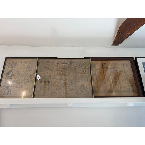 502 - A group of three maps of Huntington, framed, two as a pair, 44x56cm