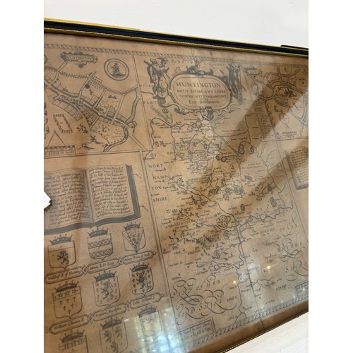 502 - A group of three maps of Huntington, framed, two as a pair, 44x56cm