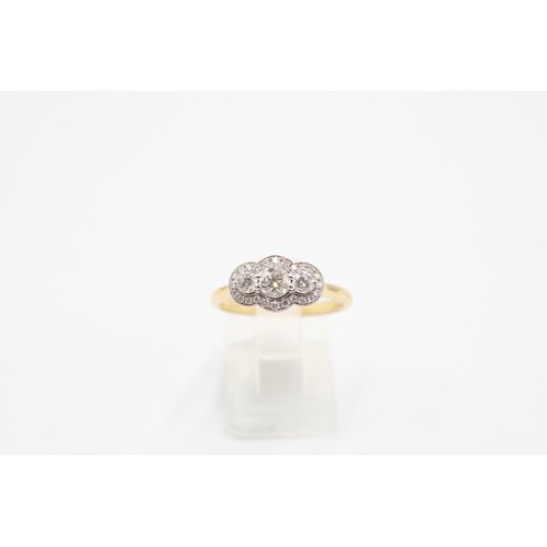 13 - An 18ct Diamond Three Stone Cluster Ring, Approximately 0.64ct Total Carat Weight.Weight: 3.42g Size... 