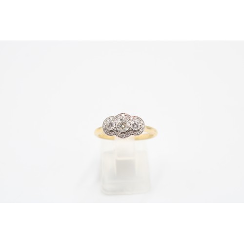 13 - An 18ct Diamond Three Stone Cluster Ring, Approximately 0.64ct Total Carat Weight.Weight: 3.42g Size... 