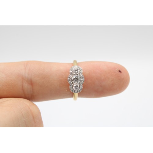 13 - An 18ct Diamond Three Stone Cluster Ring, Approximately 0.64ct Total Carat Weight.Weight: 3.42g Size... 
