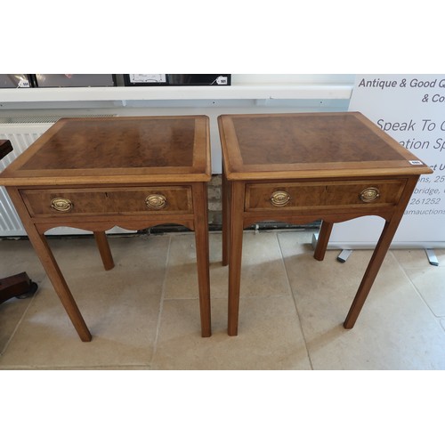 646 - A pair of walnut lamp tables made by a local craftsman to a high standardHeight 78cm. width 57cm. de... 