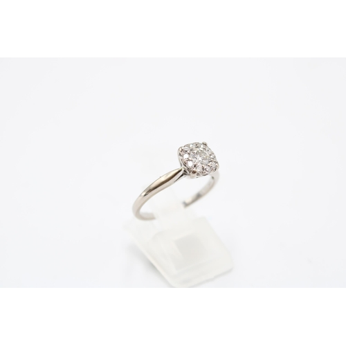 165 - An 18ct White Gold Diamond Cluster Ring, Diamonds are a Good Colour and Clarity, Colour approx. G, C... 