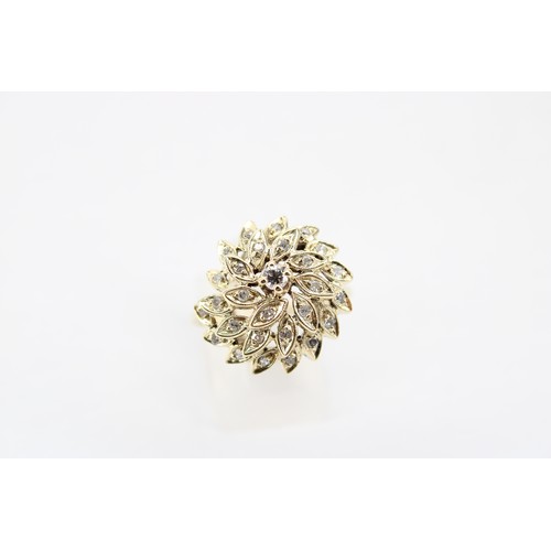 163 - A 14ct Diamond Cluster Ring&nbsp;Weight: 6.29g Size: R