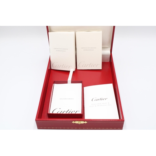 455 - A Cartier Stainless Steel Pen & Pencil Set with Key Chain