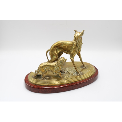433 - A bronze figure of two two dogs, Pierre-Jules M&ecirc;ne (1810-1879), signed in the bronze 'PJ MENE'... 