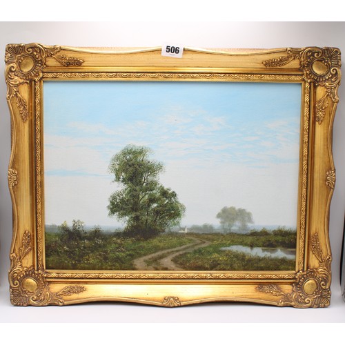 506 - Gerald Coulson (1926-2021), Oil On Canvas depicting country lane with trees & cottage within woo... 