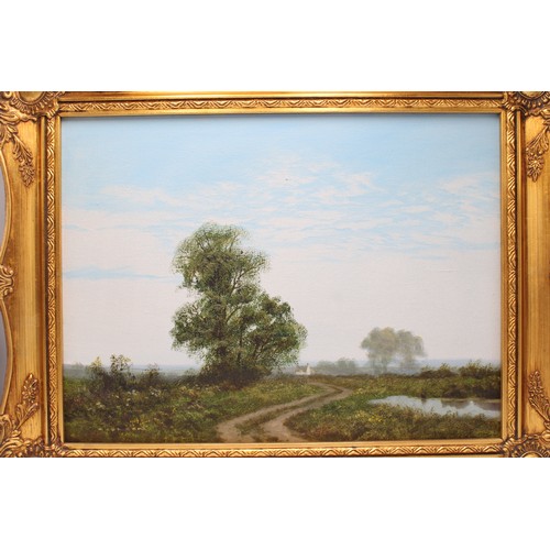 506 - Gerald Coulson (1926-2021), Oil On Canvas depicting country lane with trees & cottage within woo... 