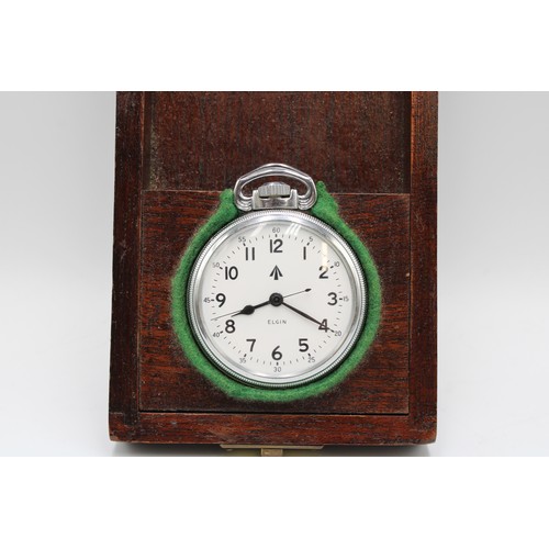  A Military Issue Open Faced Elgin Chronometer Pocket Watch. Featuring a signed White Enamel Dial wit... 