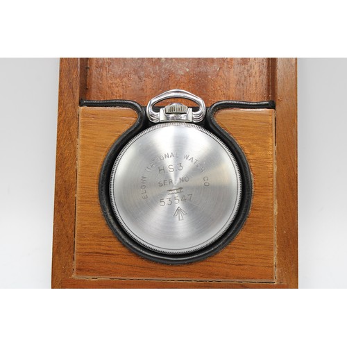  A Military Issue Open Faced Elgin Chronometer Pocket Watch. Featuring a signed White Enamel Dial wit... 