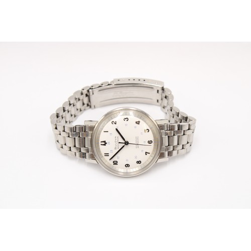  A 1970's Bulova Accutron, White Enamel Dial with Arabic Numerals signed 'Railroad Approved', Stainle... 