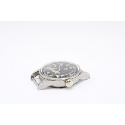 A Military Issue Omega, 6B/542, Issued 1953. The black dial with Arabic numerals, white outer minute... 