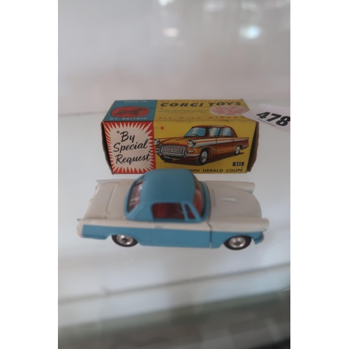 478 - A&nbsp;Corgi 231 Triumph Herald Coupe in excellent original condition with its original box