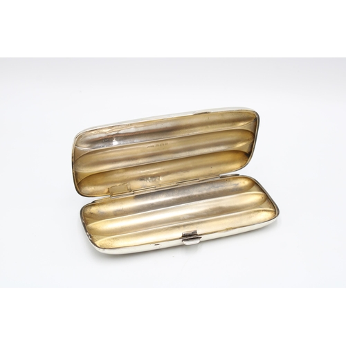 297 - A silver cigar case,&nbsp;Alfred George Griffiths, Birmingham, 1903, the surface engraved with folia... 