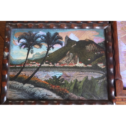 423 - A Brazillian tray and two plaques, 1940s, the tray possibly Carlos Zipperer, the surface of Blue Mor... 