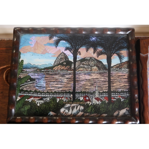 423 - A Brazillian tray and two plaques, 1940s, the tray possibly Carlos Zipperer, the surface of Blue Mor... 