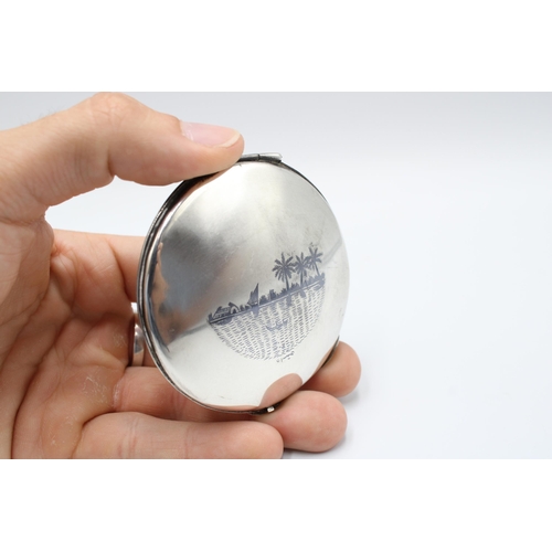 314 - An Iraqi Marsh Arab Silver Compact, Featuring a filagree Lid with Engraved Cartouche. To back, an en... 