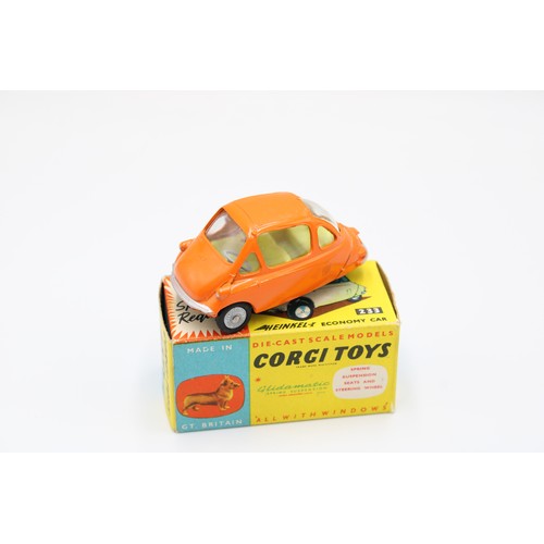 476 - A Corgi Toys 233 Heinkel Economy Three Wheeler Bubble Car in excellent original condition with its o... 
