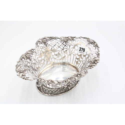 A silver basket, James Dixon & Sons, Sheffield, 1919, the pierced sides within cast grape border... 