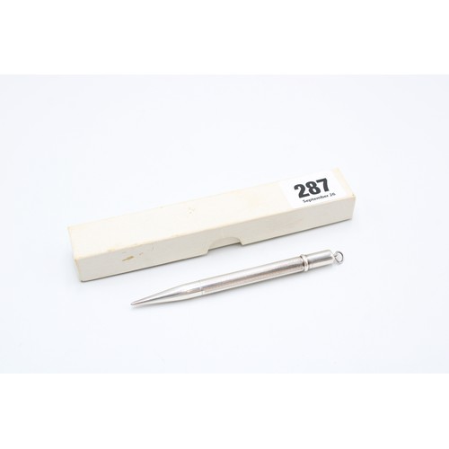  A silver propelling pencil, Johnson, Matthey & Co, London, 1966, original box with instructions,... 