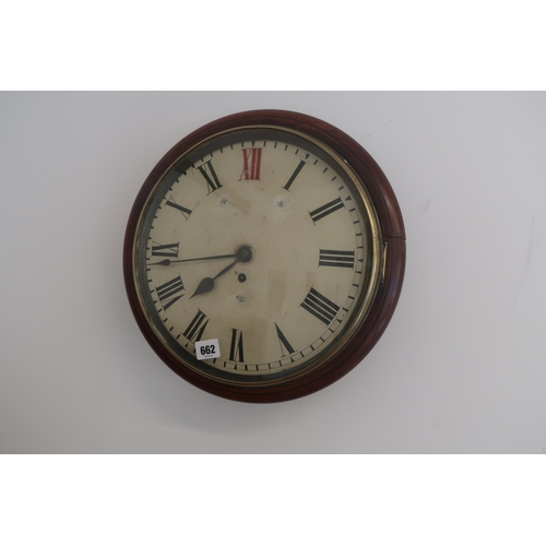 641 - A 19th century 8 day fusee wall clock in working order with pendulum and key