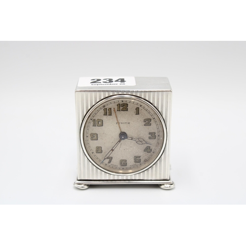 234 - A silver Zenith travelling alarm clock, the case George Neal & George Neal, London, 1922, height... 