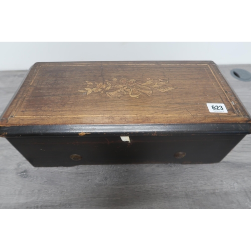 623 - A 19th century music box for restoration - Width 43cm